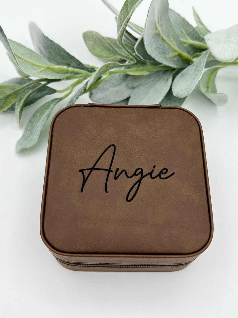 Engraved Leatherette Travel Jewelry Box
