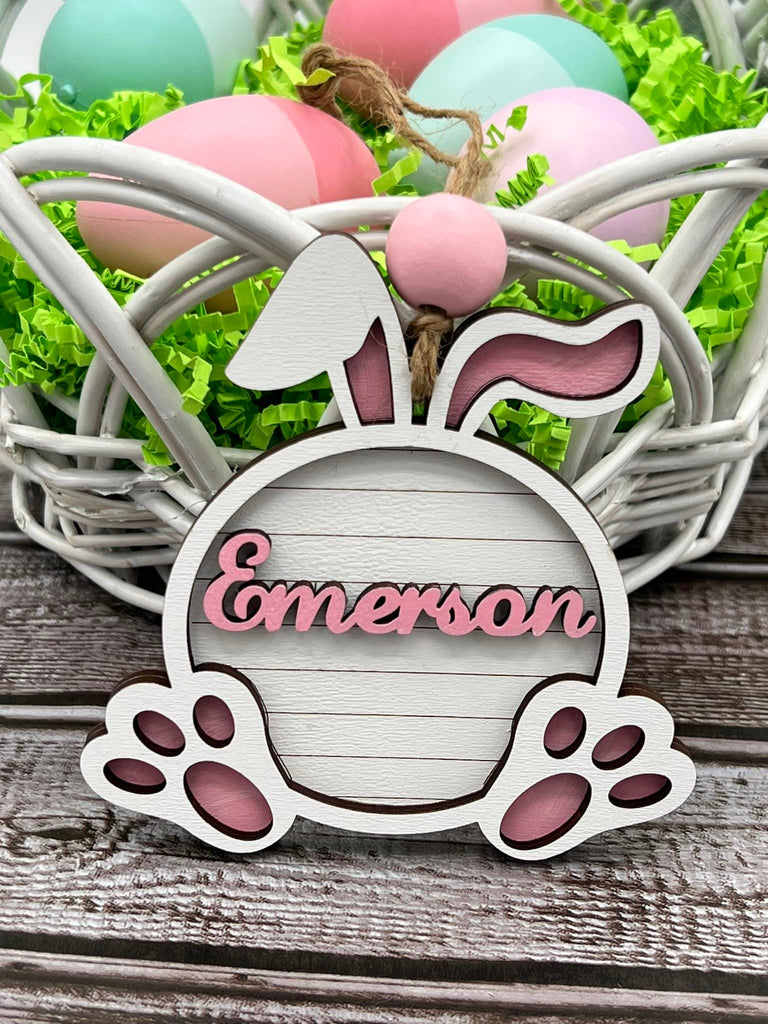 White Bunny Easter Basket Tag