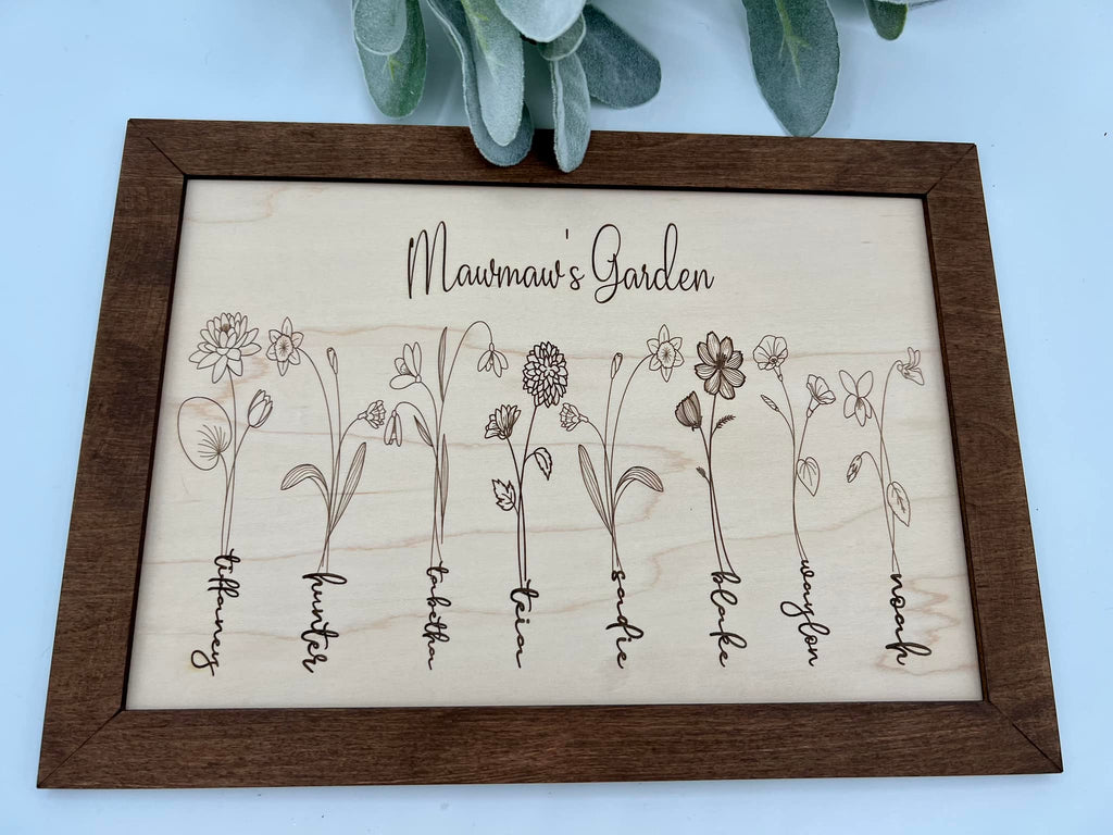 Birth Month Flower Garden Sign up to 5 names