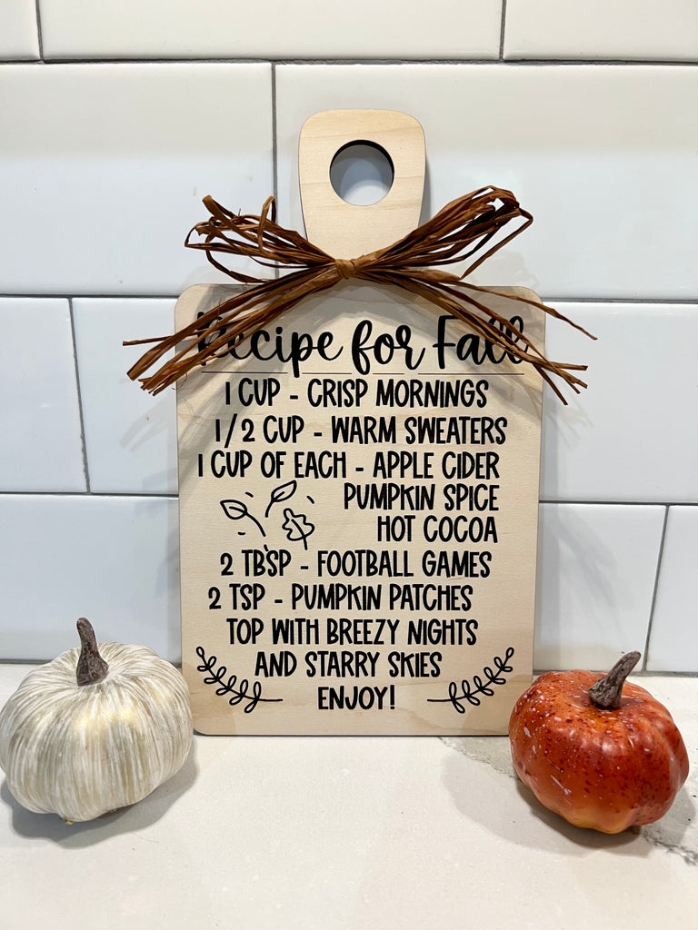 Fall Recipe Faux Cutting Board Decor