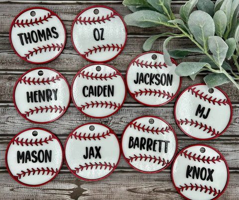 Baseball Bag Tags with D-Ring Hook