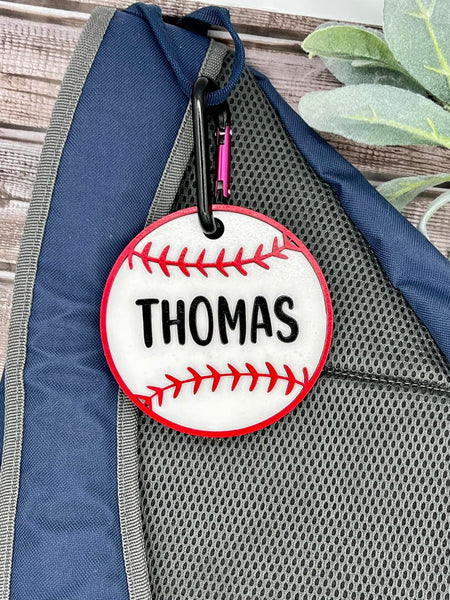 Baseball Bag Tags with D-Ring Hook