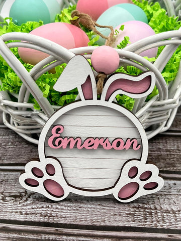 White Bunny Easter Basket Tag