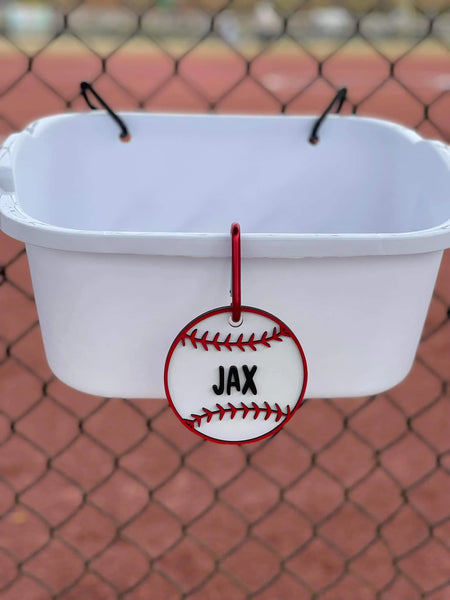 Baseball Bag Tags with D-Ring Hook