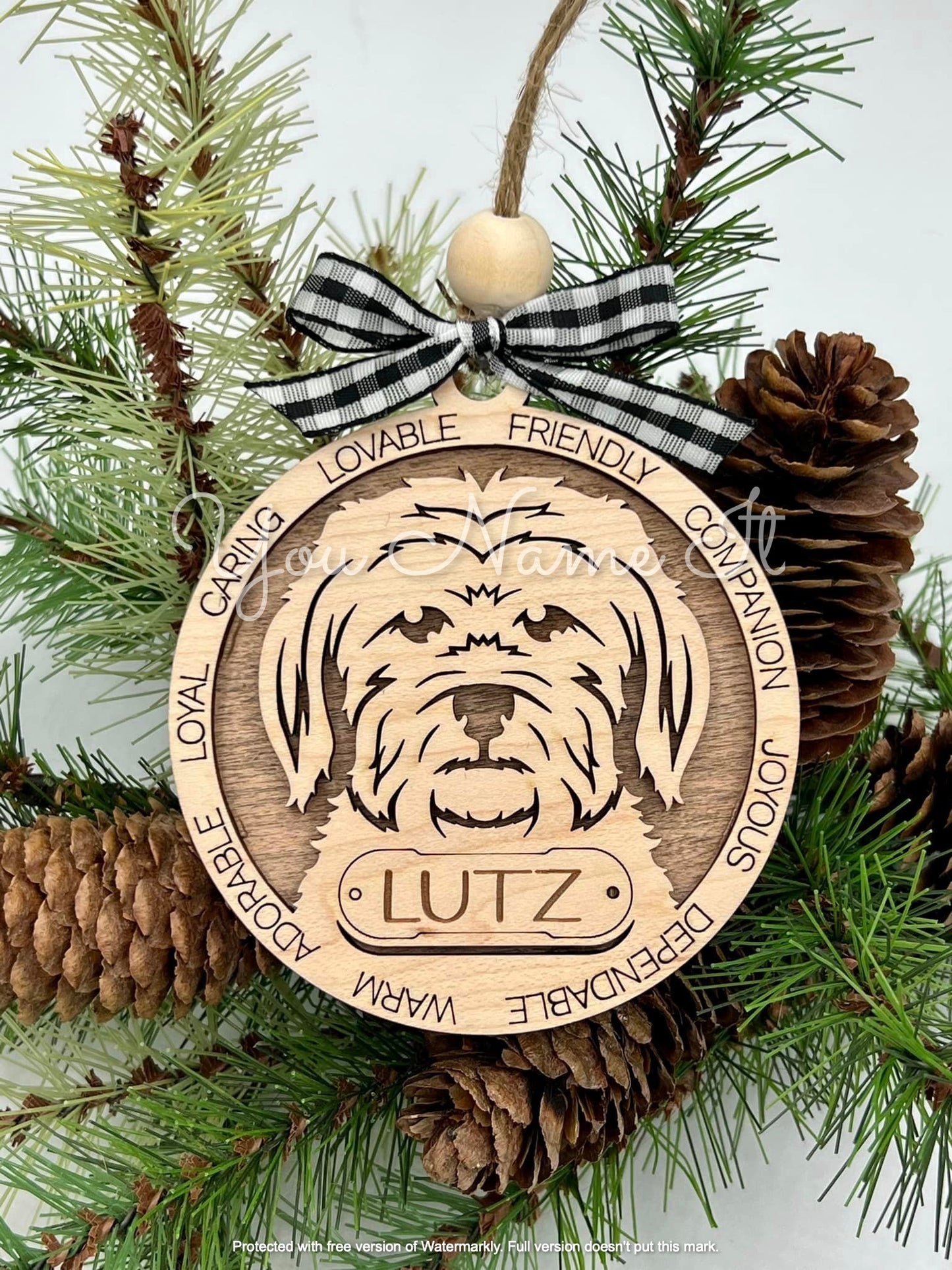 Personalized Wooden Dog Ornament