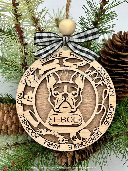 Personalized Wooden Dog Ornament