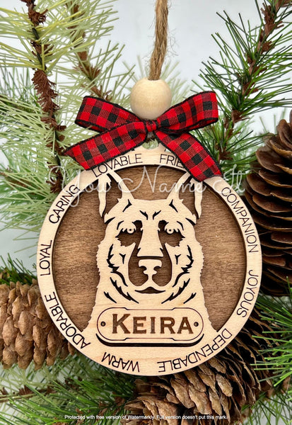 Personalized Wooden Dog Ornament