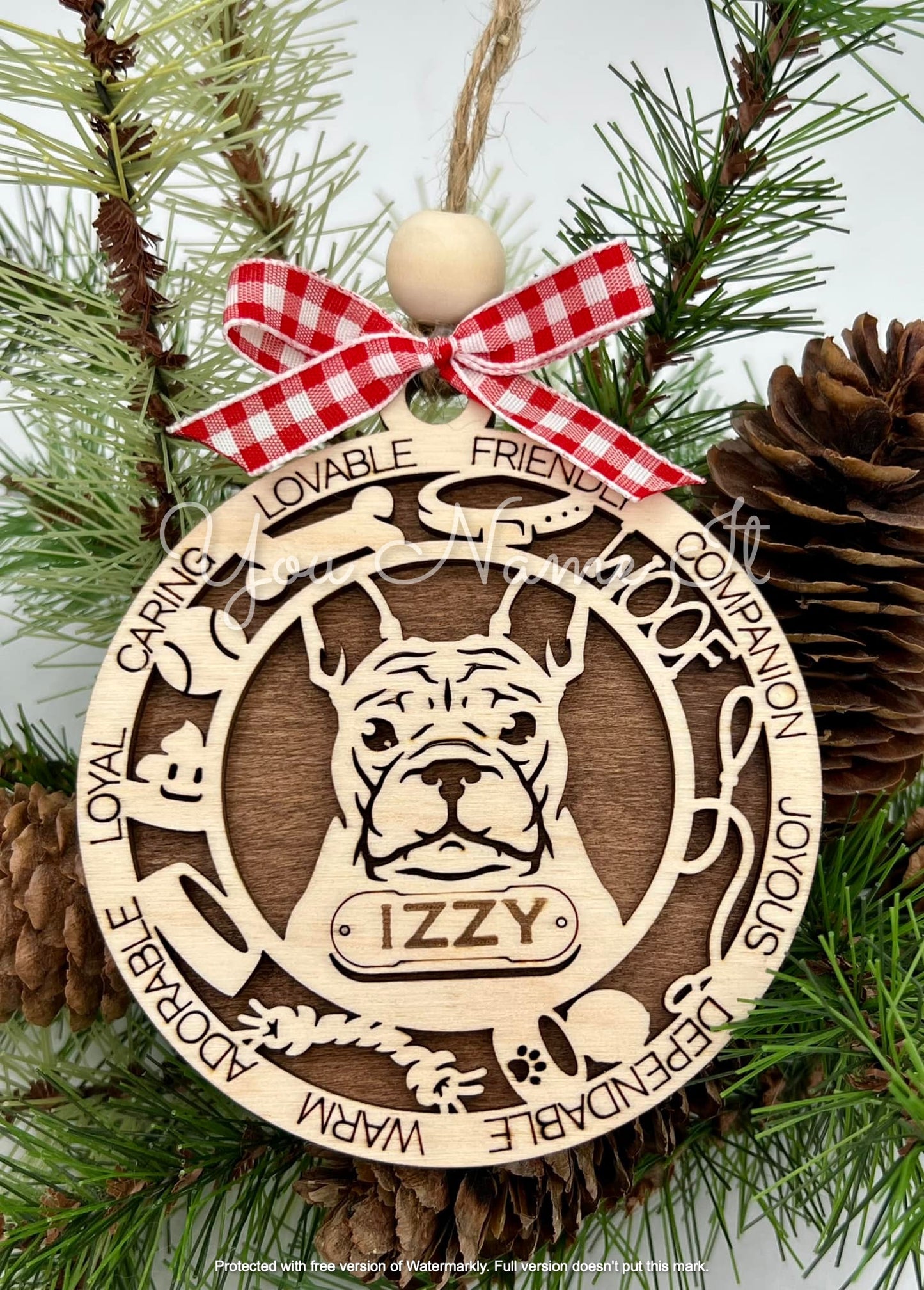 Personalized Wooden Dog Ornament