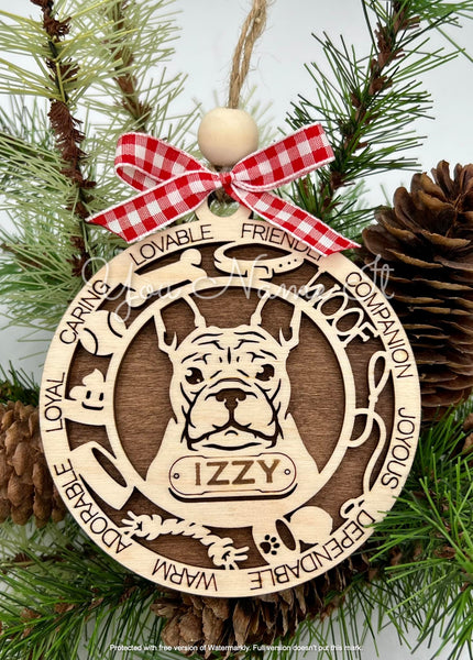 Personalized Wooden Dog Ornament