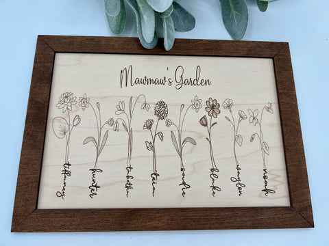 Birth Month Flower Garden Sign up to 10 names