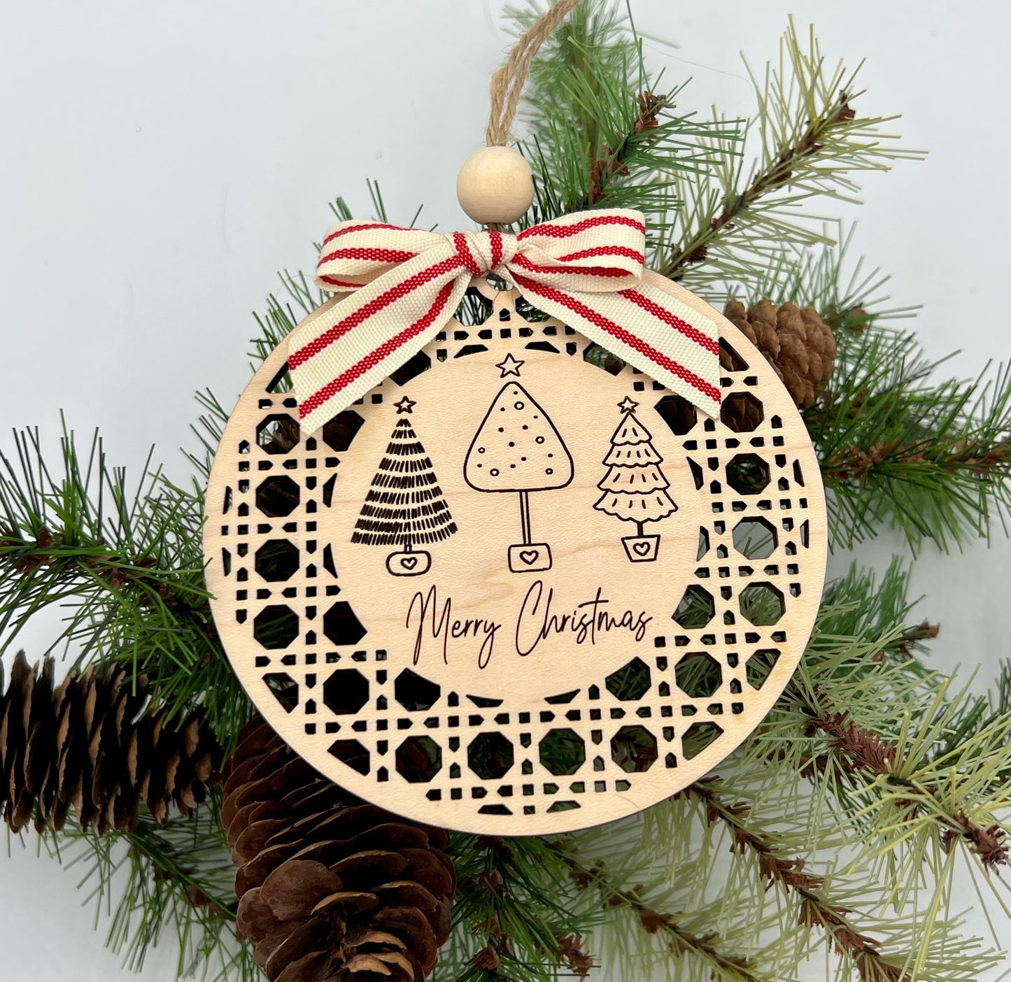 Rattan Merry Christmas Ornament