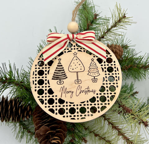 Rattan Merry Christmas Ornament