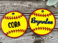 Softball Bag Tag with D Ring Hook