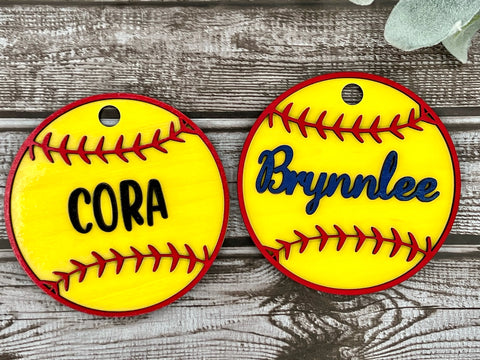 Softball Bag Tag with D Ring Hook