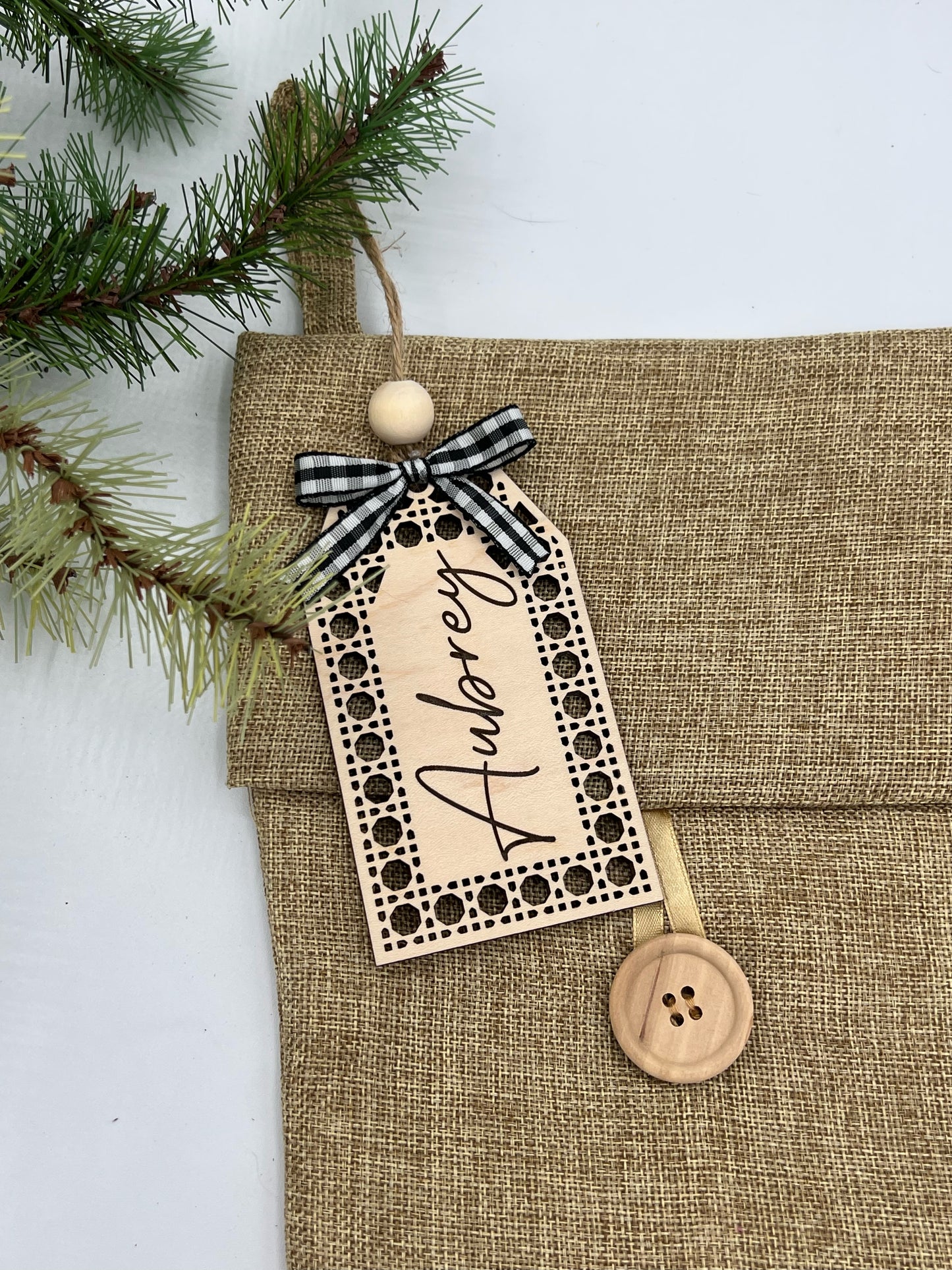 Rattan Stocking Tag or Ornament