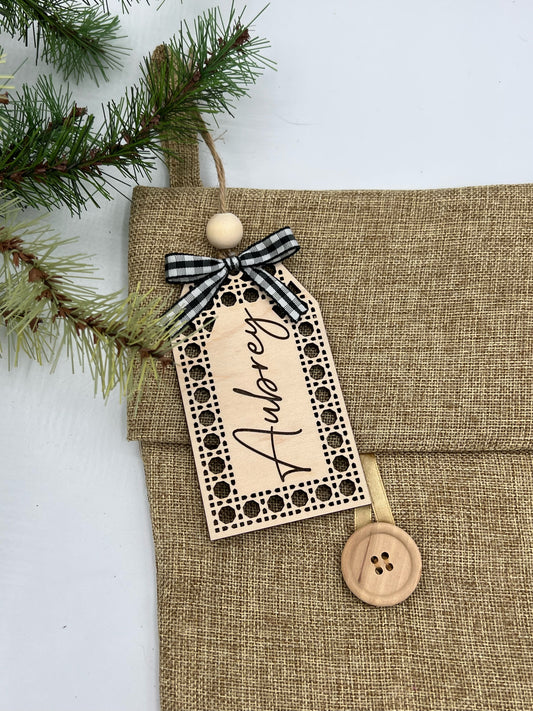 Rattan Stocking Tag or Ornament