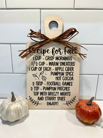 Fall Recipe Faux Cutting Board Decor