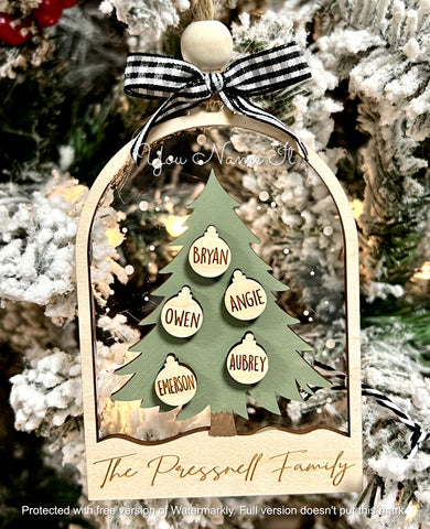 Personalized Family Christmas Tree Acrylic Ornament